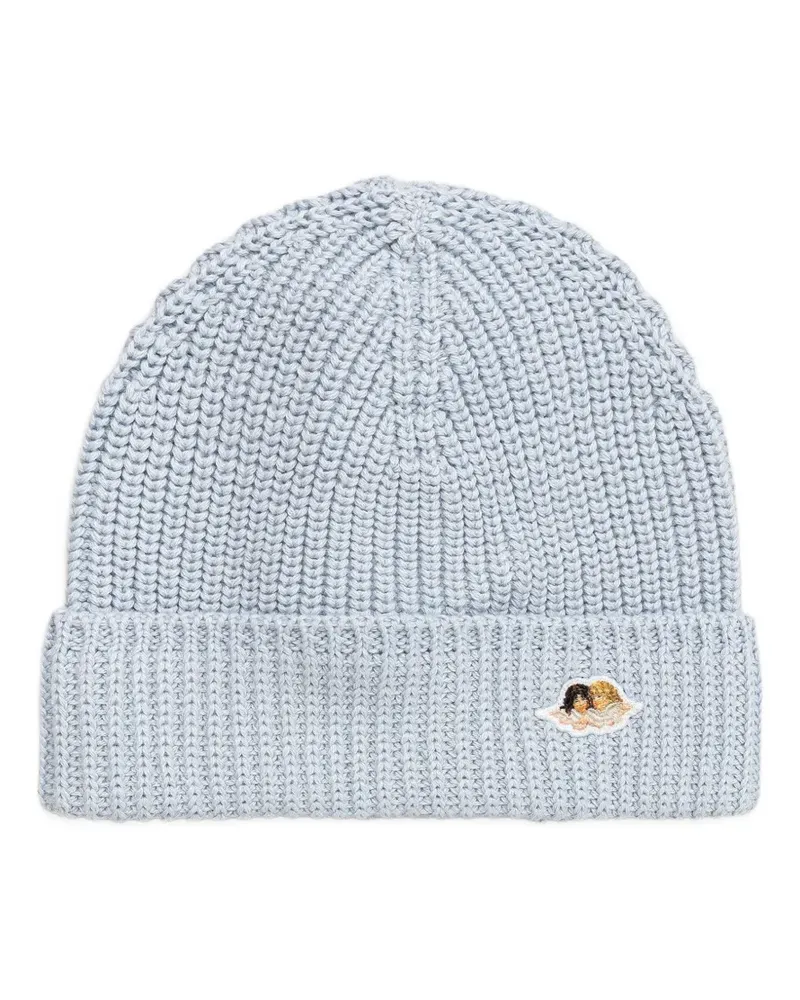 Fiorucci angels-patch knitted beanie hat - Blau Blau