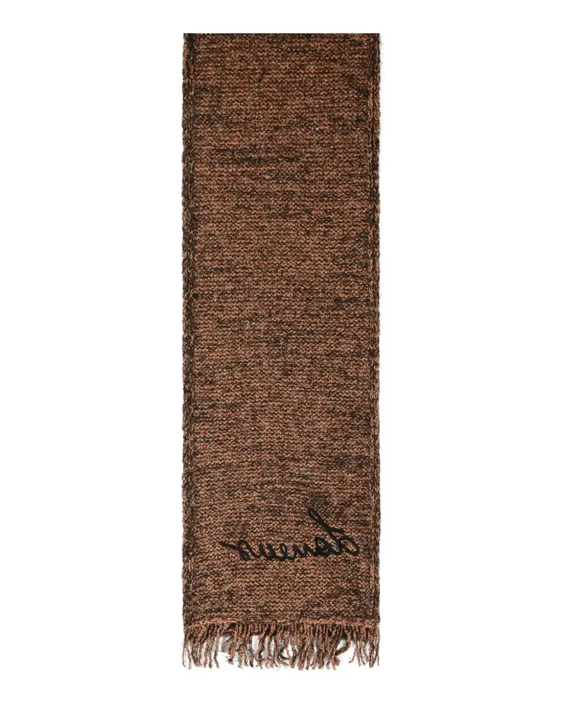 Laneus Bestickter Schal mit Fransen - Braun Braun