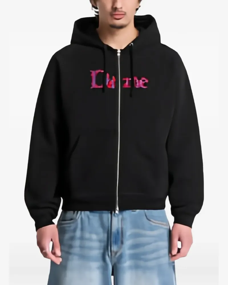 Dime Veins logo-embroidered hoodie - Schwarz Schwarz