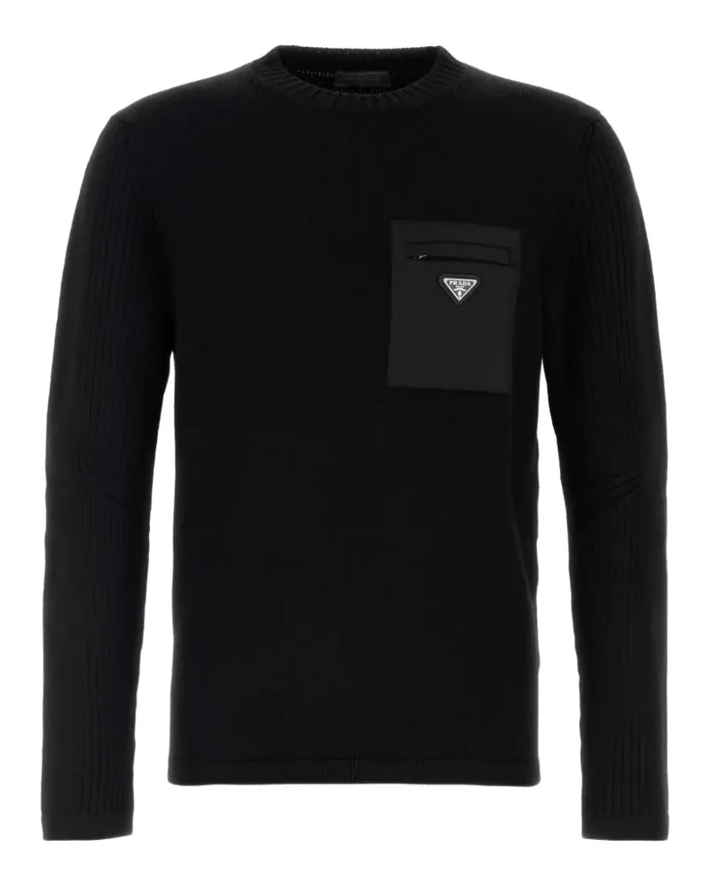 Prada Pullover mit Logo-Schild - Schwarz Schwarz