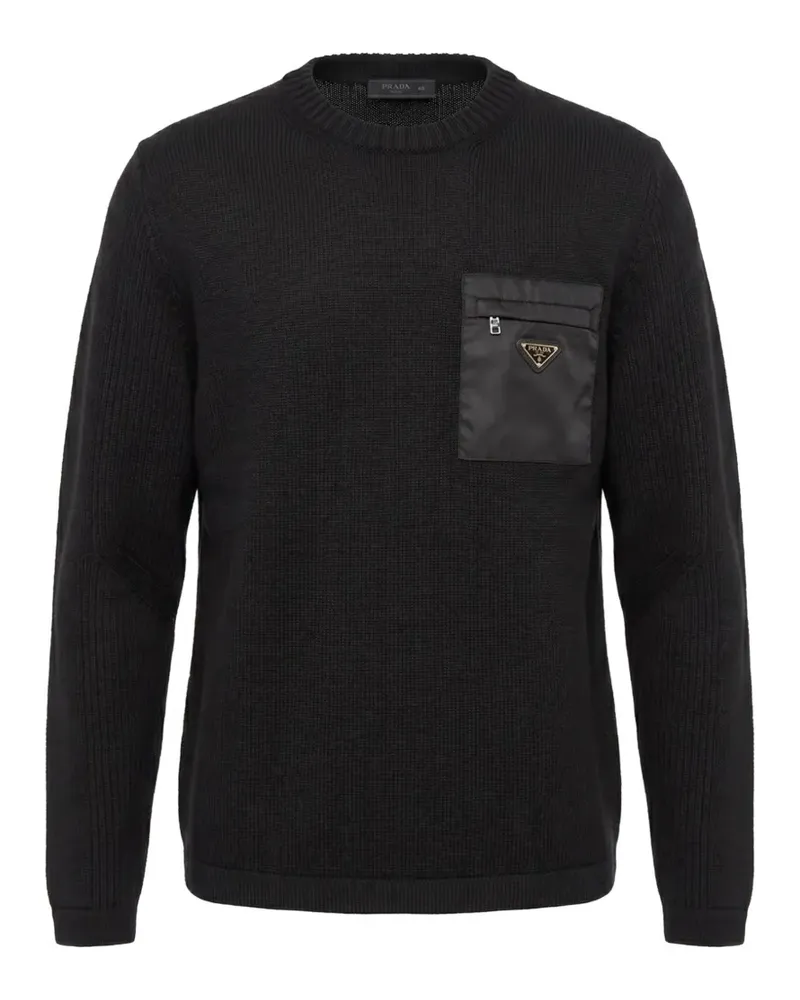 Prada logo-plaque pocket sweater - Schwarz Schwarz