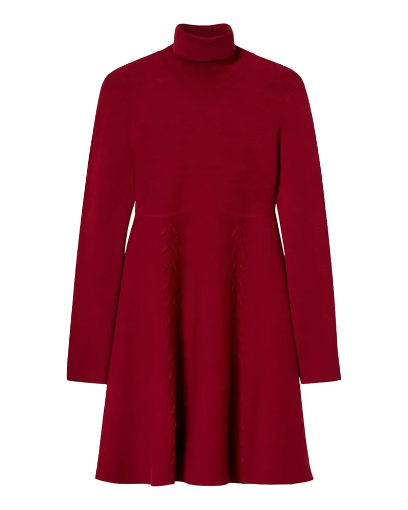 Twin-Set Kurzes Strickkleid mit Rollkragen - Rot Rot