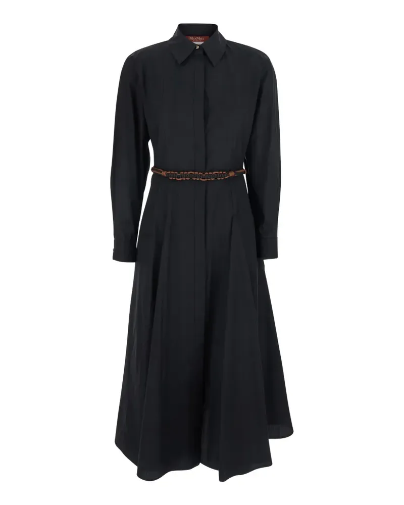 Max Mara Midi-Hemdkleid mit Gürtel - Schwarz Schwarz