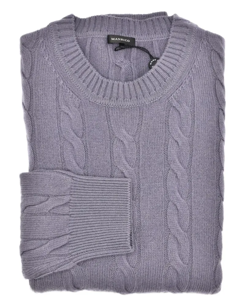 Manrico Cashmere Pullover mit Zopfmuster - Violett Violett