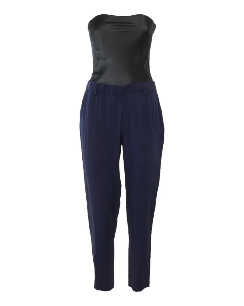 Maje Schulterfreier Krepp-Jumpsuit - Blau Blau