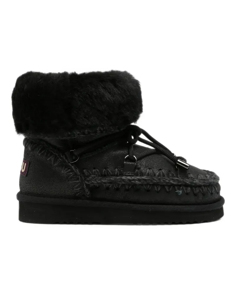 Mou lace-up crochet-trim ankle boots - Schwarz Schwarz