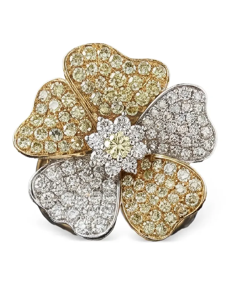 HYT Jewelry Ring in Blumenform mit Diamanten - Gold Gold