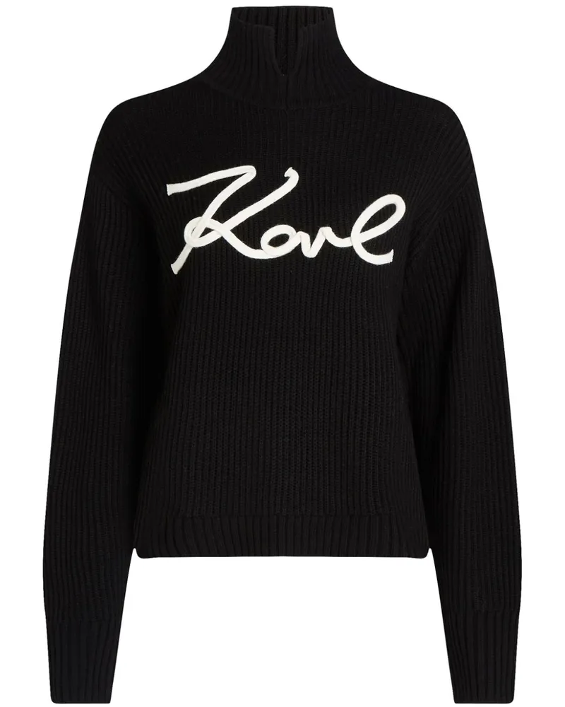 Karl Lagerfeld Signature Soutache Strickoberteil - Schwarz Schwarz