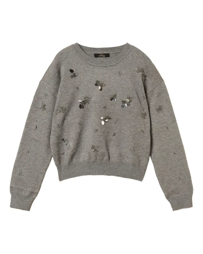 Twin-Set Pullover mit Rundhalsausschnitt und Stickerei - Grau Grau