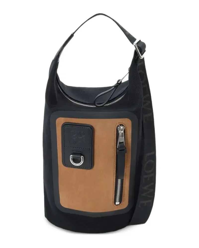 Loewe suede-panelled canvas shoulder bag - Schwarz Schwarz
