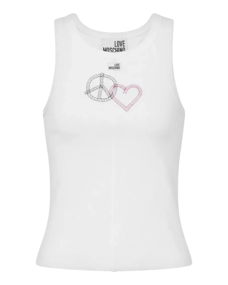 Moschino Oberteil aus Stretch-Baumwolle mit Stickerei - Weiß Weiß