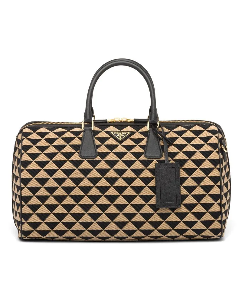 Prada Bestickte Symbole Reisetasche - Schwarz Schwarz