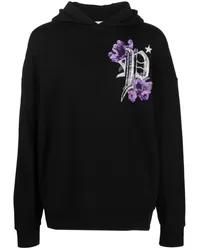 Philipp Plein Hoodie mit Blumen-Print Schwarz