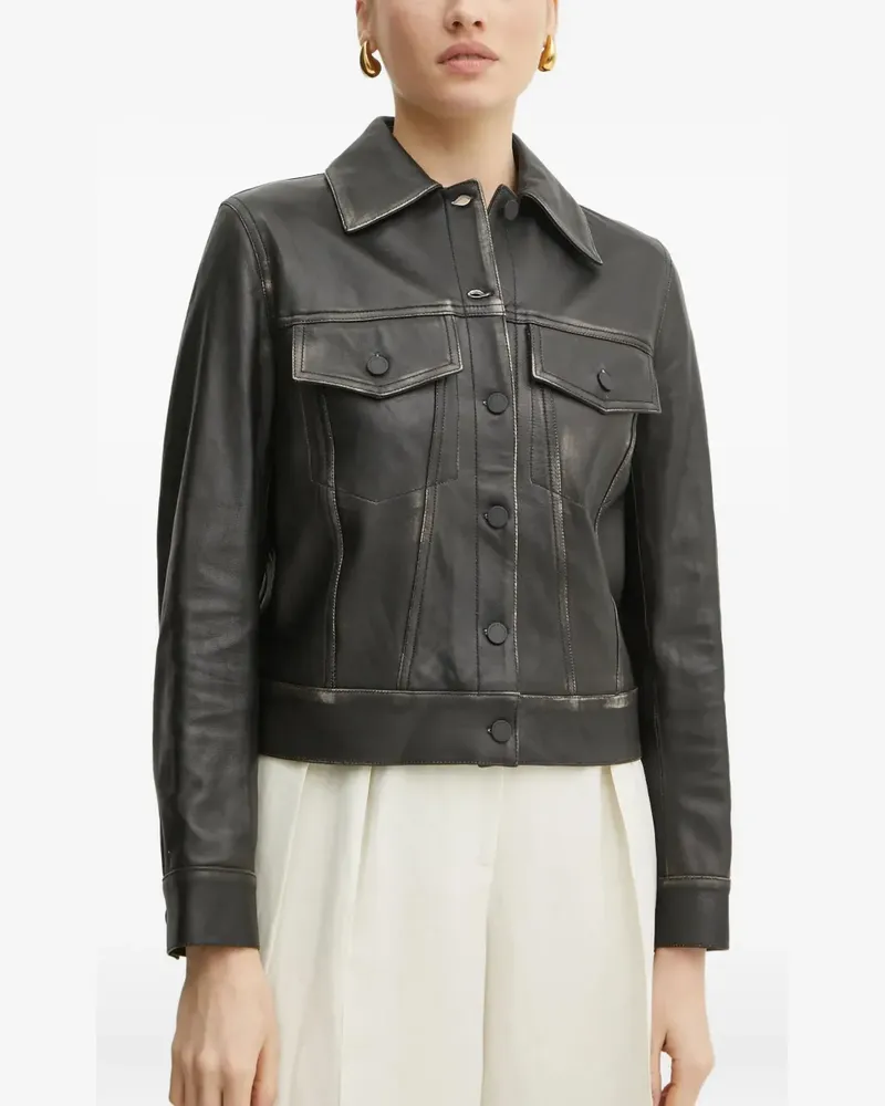 Liviana Conti button-fastening leather jacket - Schwarz Schwarz