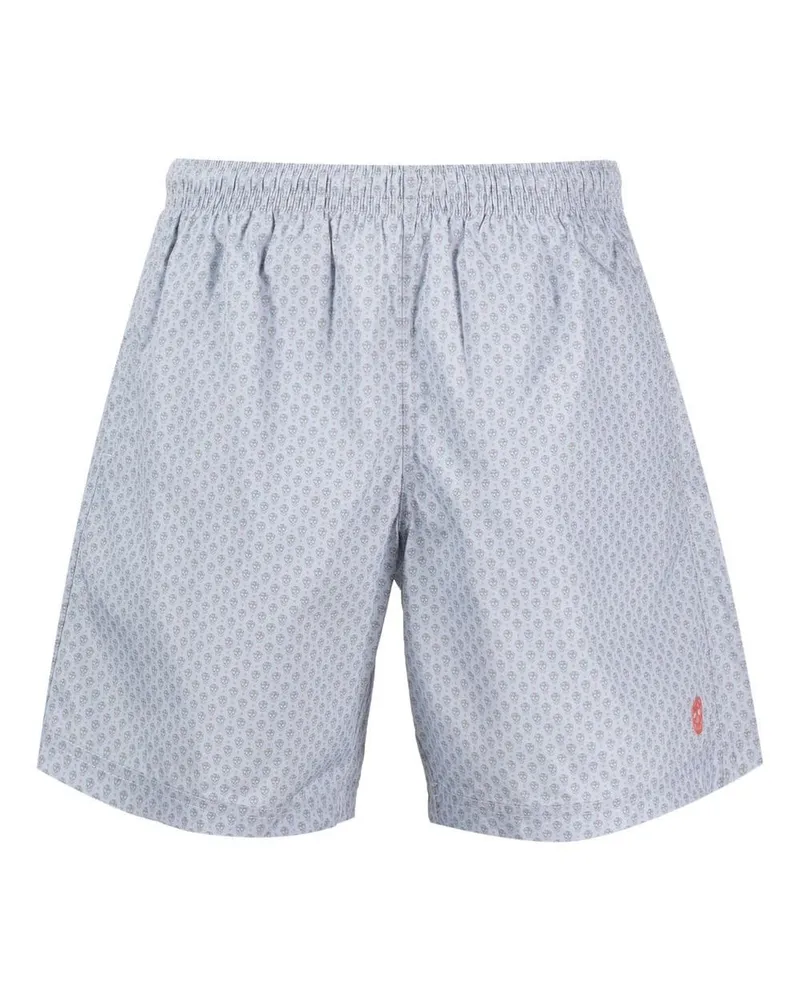 Alexander McQueen Badeshorts mit Totenkopf-Print - Blau Blau