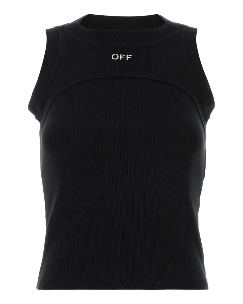 OFF-WHITE logo-print ribbed tank top - Schwarz Schwarz