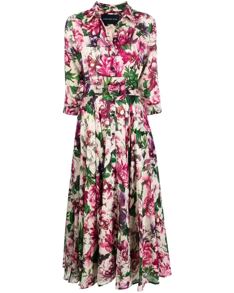 Samantha Sung Hemdkleid mit Blumen-Print - Nude Nude