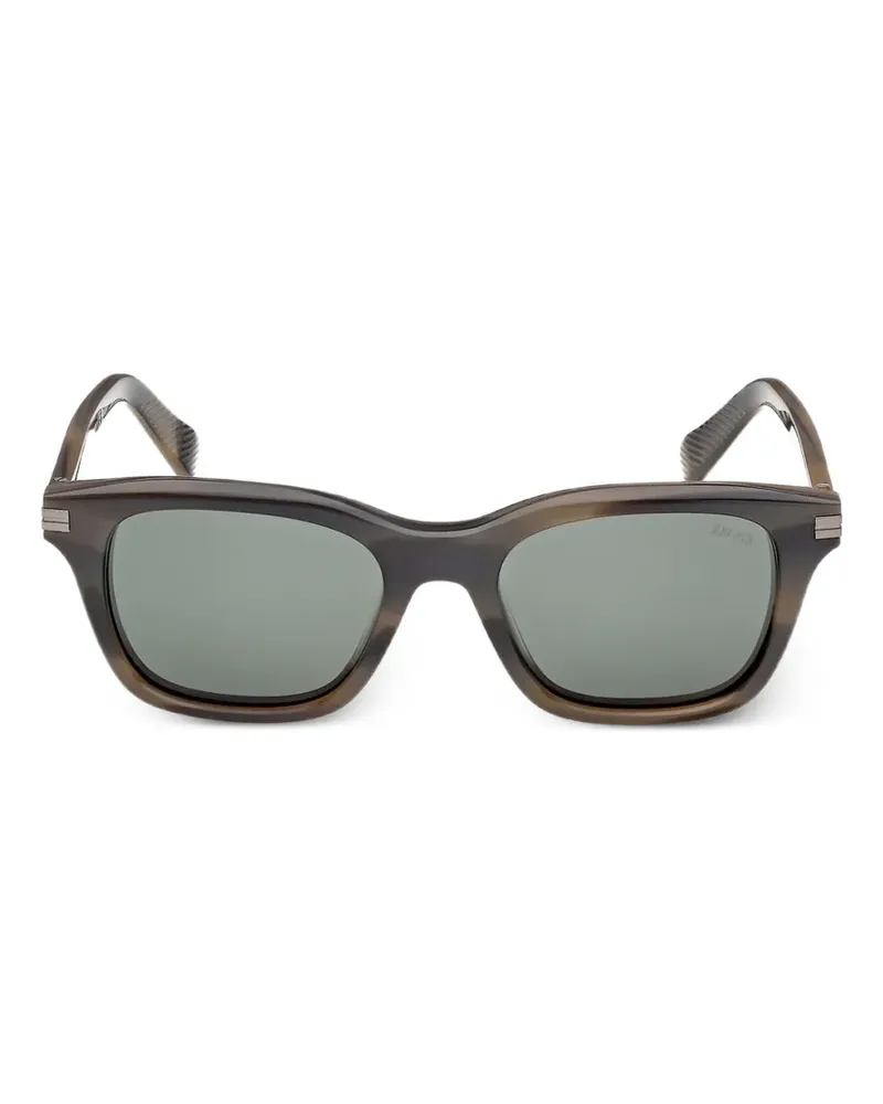 Ermenegildo Zegna rectangle-frame sunglasses - Braun Braun