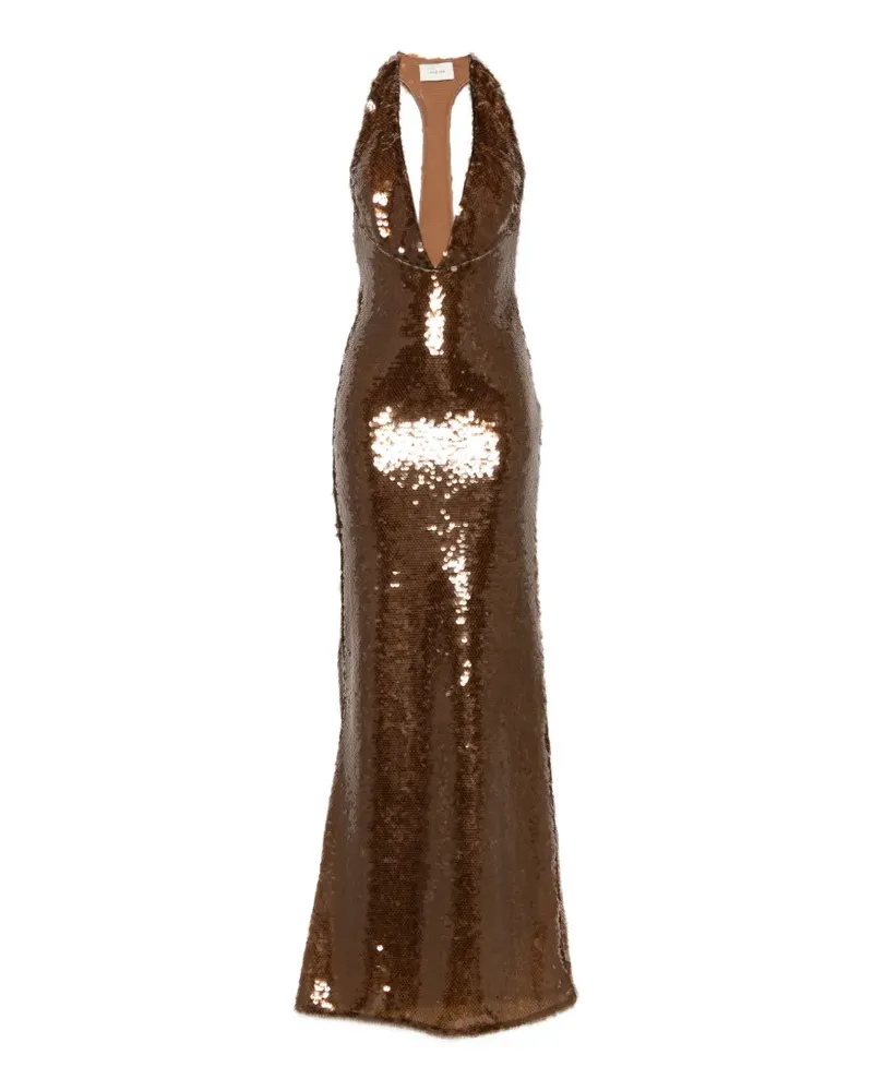 The New Arrivals Ilkyaz Ozel Olympia sequin-embellished maxi dress - Braun Braun
