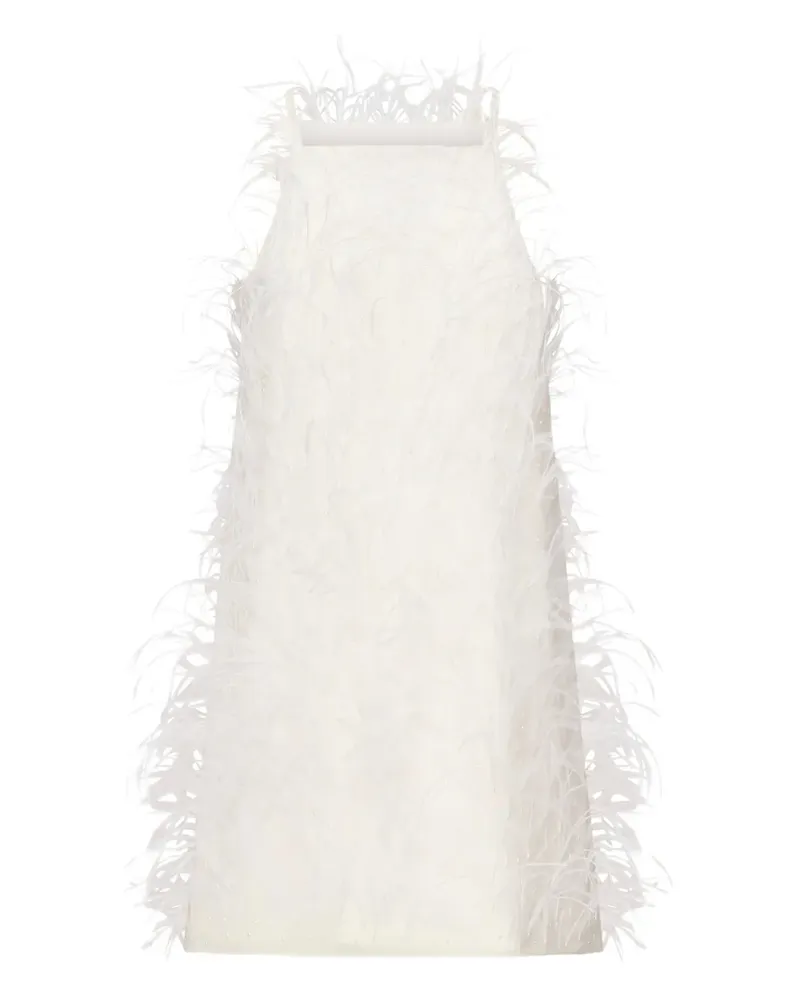 Pinko Kleid mit Federn - Weiß Weiß
