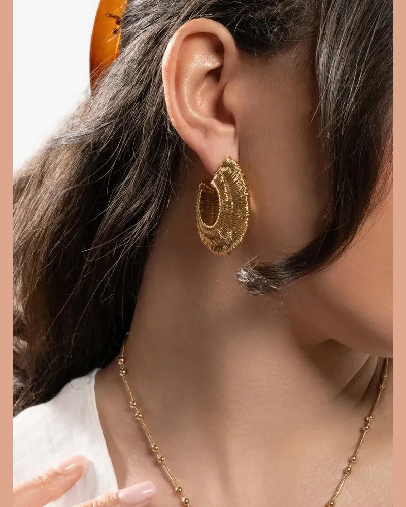 Gas Bijoux Crocus Filea hand-woven hoop earrings - Gold Gold