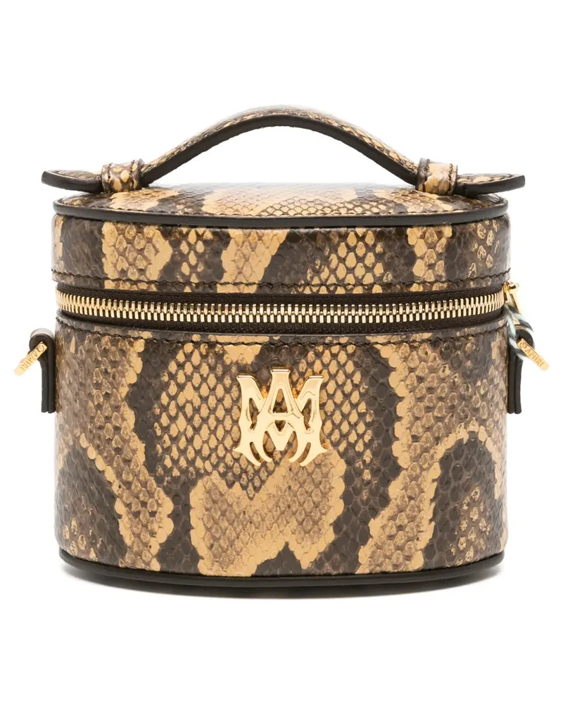 Amiri Nano Kosmetiktasche mit Schlangeneffekt und Logo-Schild - Braun Braun