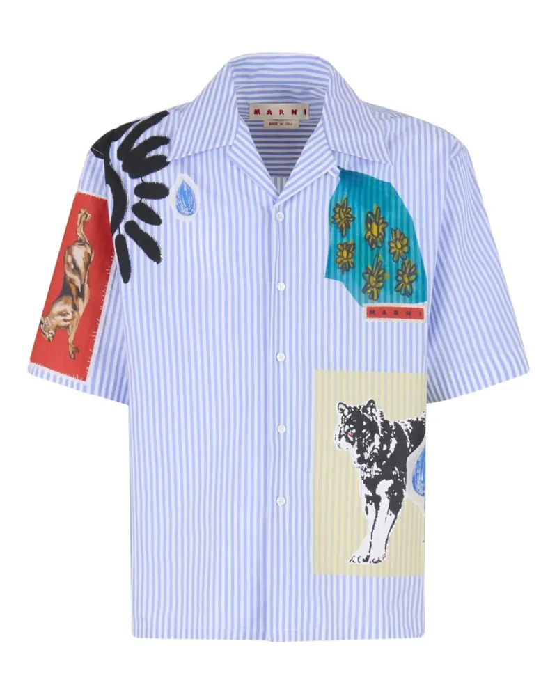 Marni Gestreiftes Hemd im Patchwork-Look - Blau Blau