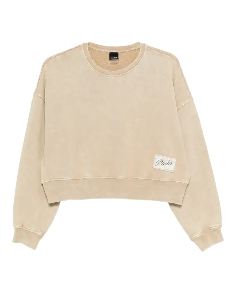 Pinko cropped label sweatshirt - Nude Nude