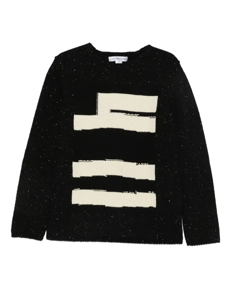 Comme des Garçons Melierter Intarsien-Pullover - Schwarz Schwarz