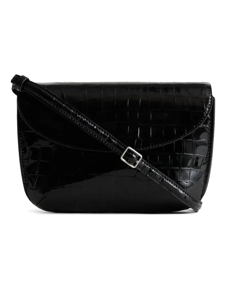 YU MEI Keriana crocodile-embossed leather crossbody bag - Schwarz Schwarz