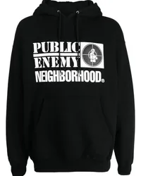 Neighborhood x Public Enemy Hoodie mit Logo-Print Schwarz