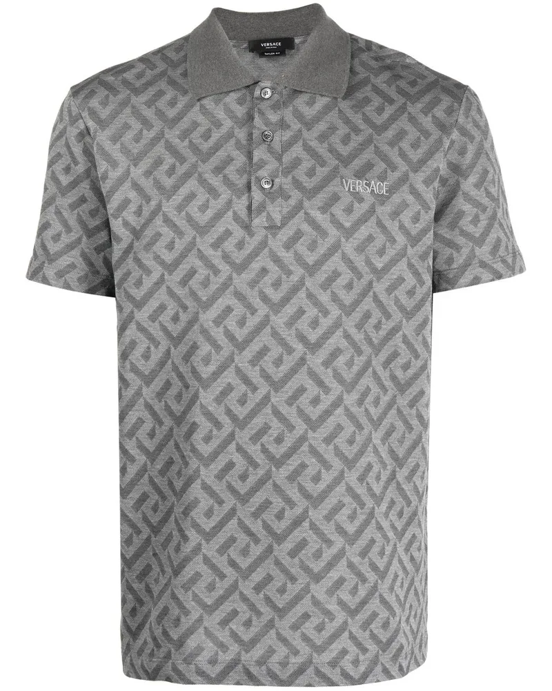 Versace Poloshirt mit La Greca-Print - Grau Grau