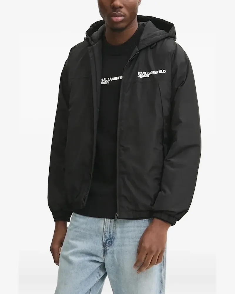 Karl Lagerfeld Kapuzenjacke mit Logo-Stickerei - Schwarz Schwarz