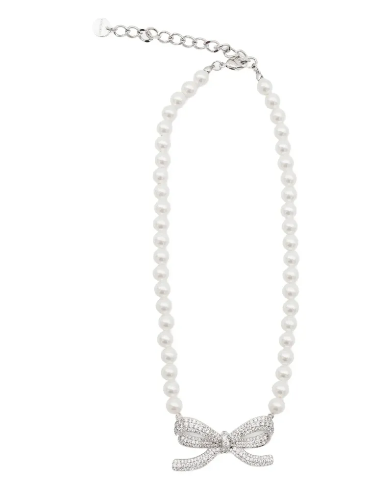 Self-Portrait Bow Pearl Halskette - Silber Silber