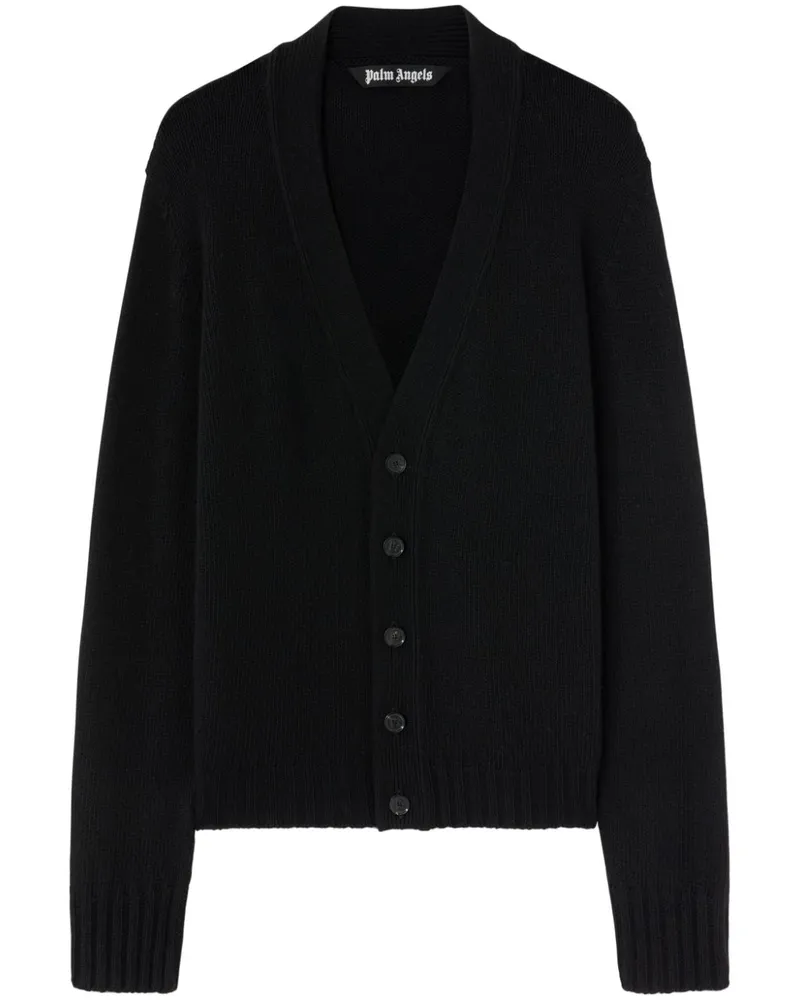 Palm Angels Geknöpfter Cardigan mit Logo - Schwarz Schwarz