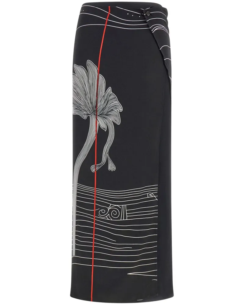 Ferragamo Rock aus Seide mit grafischem Print - Schwarz Schwarz