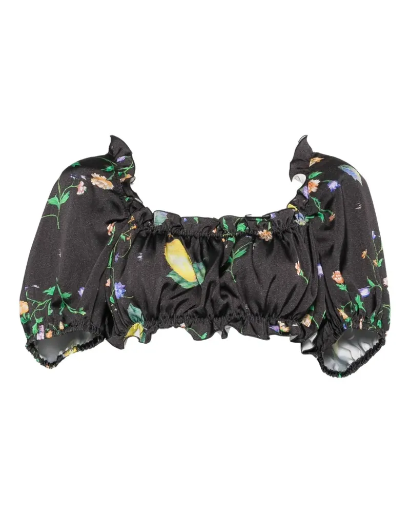 Moschino floral-print crop top - Schwarz Schwarz