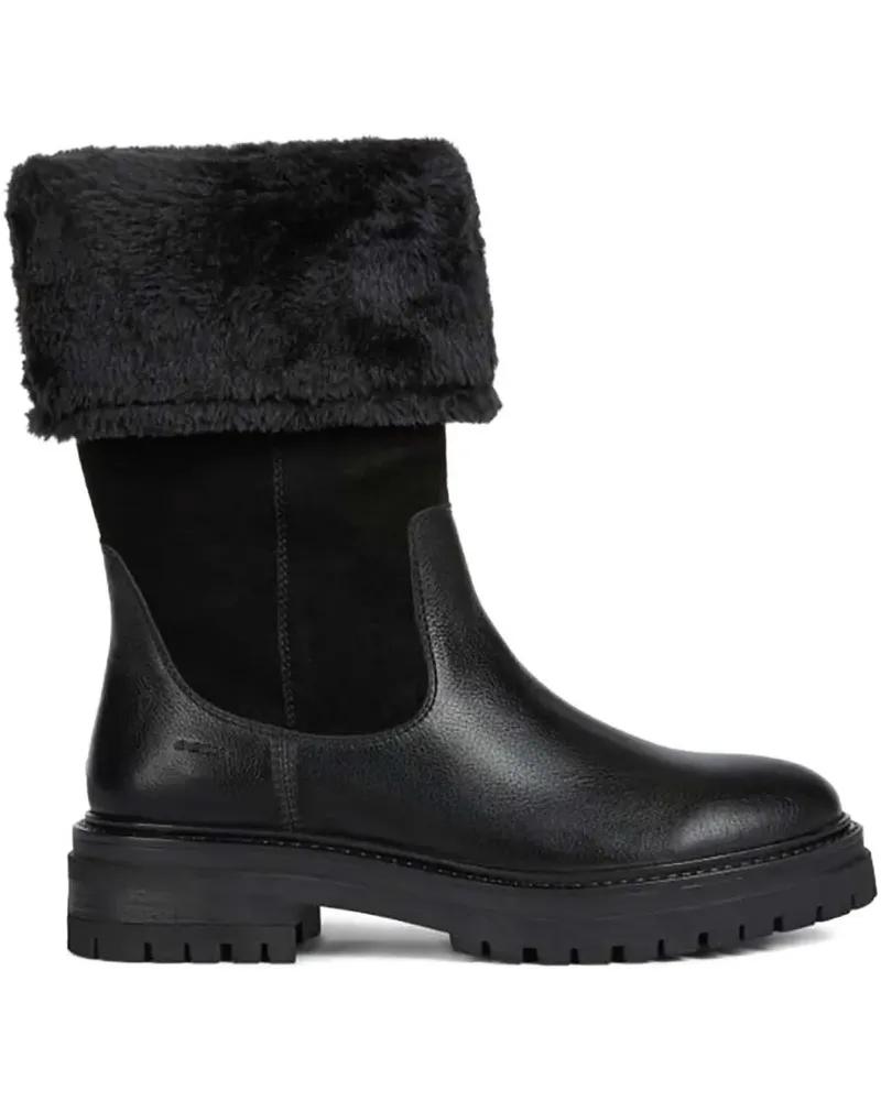 Geox Stiefeletten mit Gummisohle mit Pelzbesatz - Schwarz Schwarz