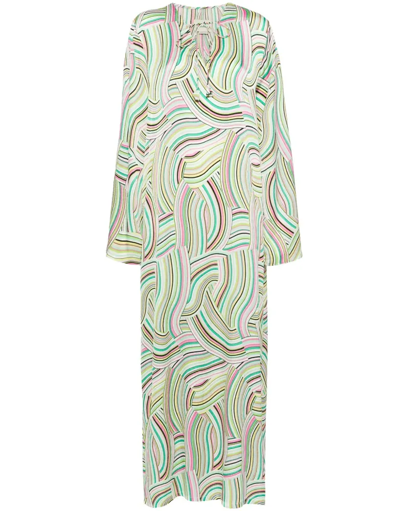 Bambah Geometrisch gestreifter Kaftan - Grün Grün