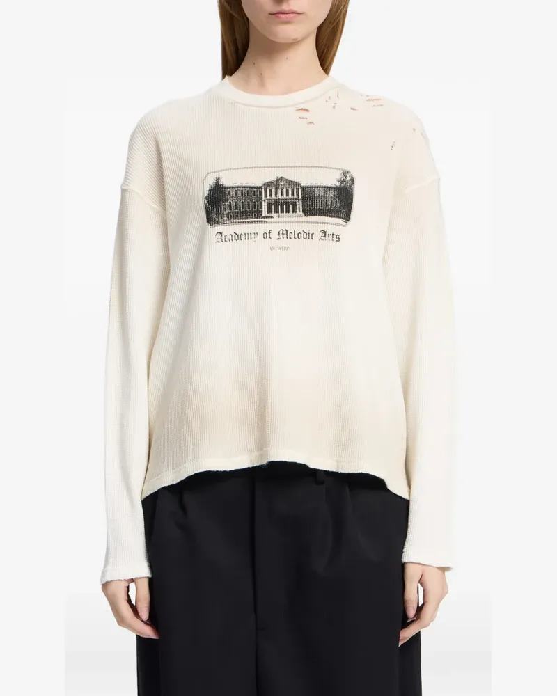 Ann Demeulemeester Langarmshirt im Distressed-Look - Nude Nude