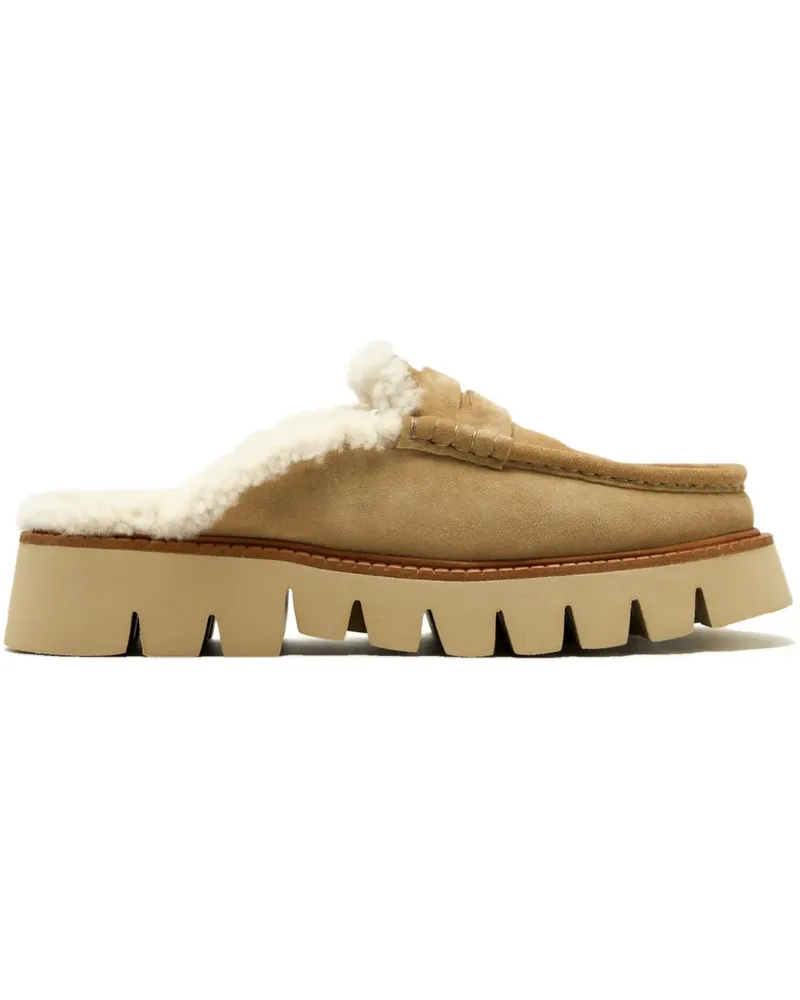 Pedro Garcia Savy Plateau-Mules mit Shearling-Futter - Nude Nude