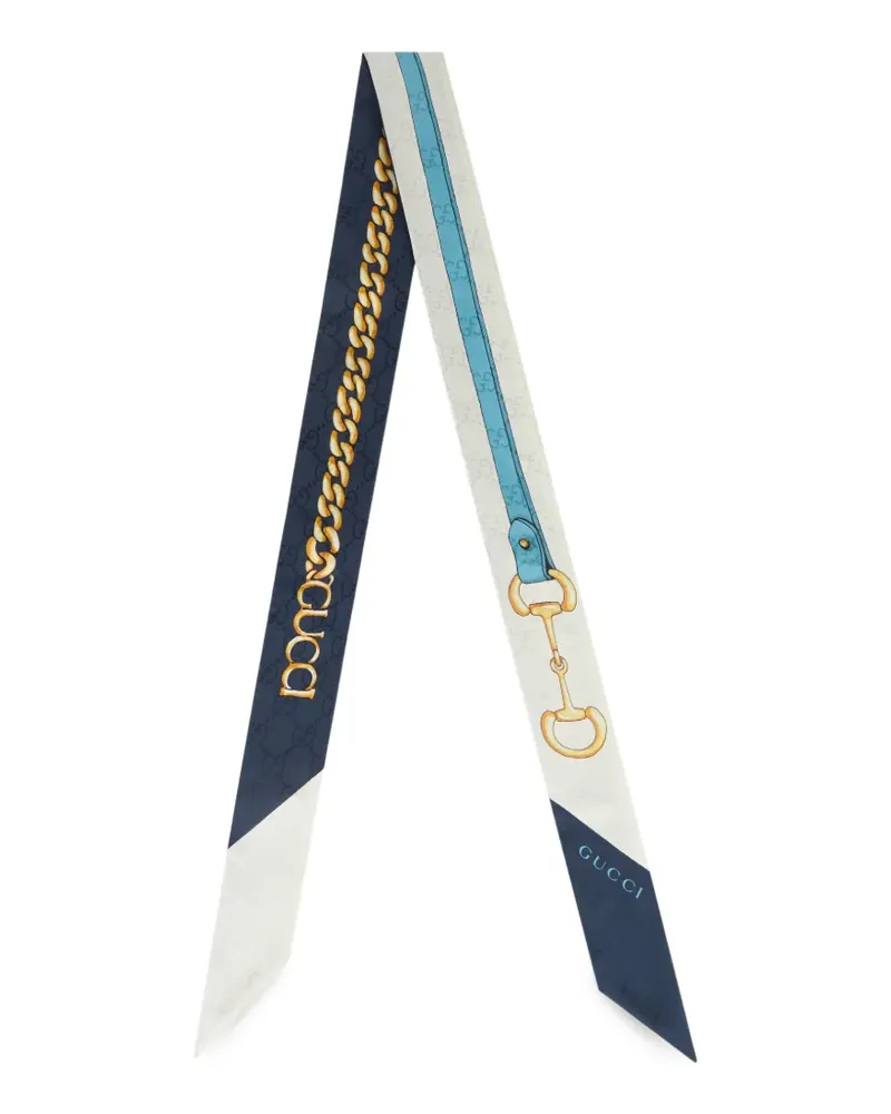 Gucci Horsebit chain-print scarf - Blau Blau