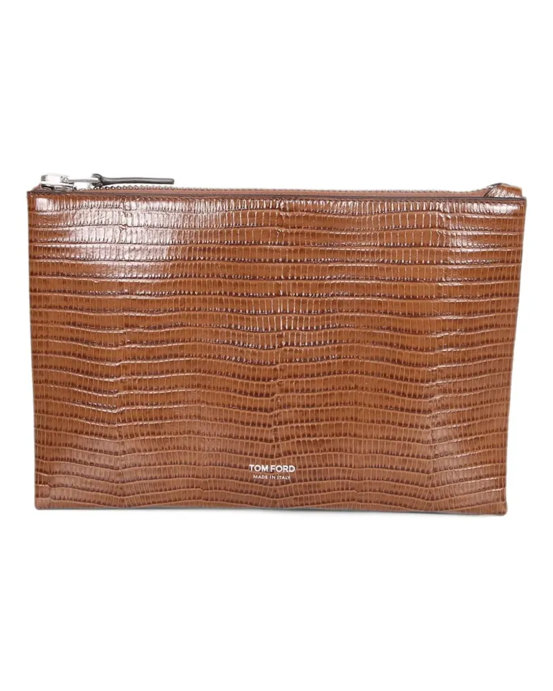 Tom Ford Clutch mit Eidechsen-Effekt - Braun Braun