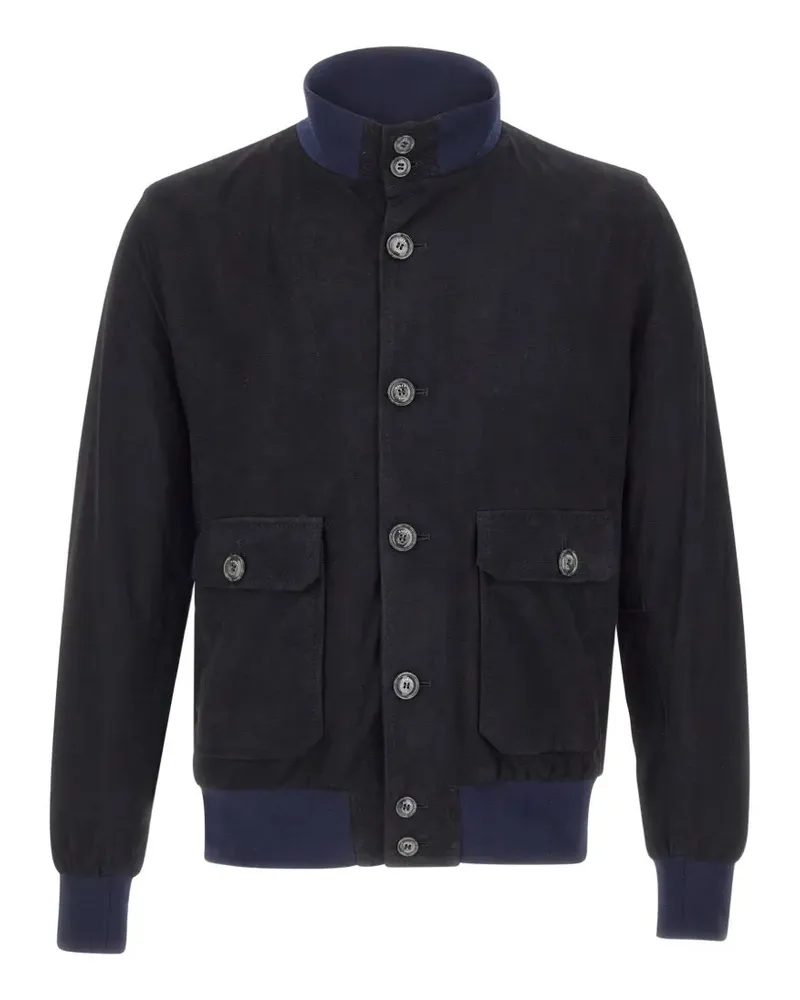BARBA high-collar patch-pockets jacket - Blau Blau