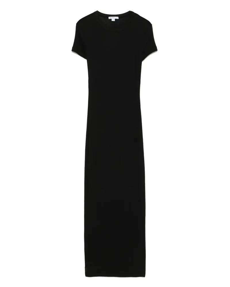 James Perse Geripptes Midikleid - Schwarz Schwarz