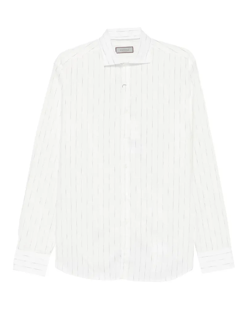 Canali pinstripe-pattern long-sleeve shirt - Weiß Weiß