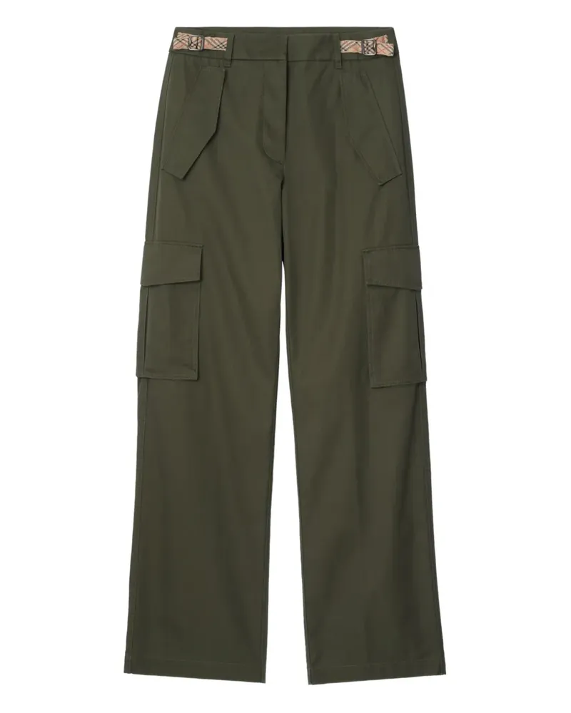 Burberry check-trim cargo trousers - Grün Grün