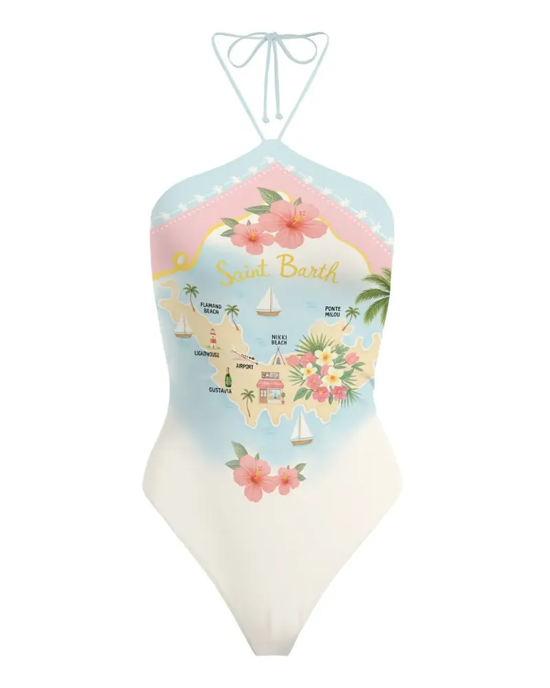 MC2 Saint Barth Meryem graphic-print swimsuit - Blau Blau