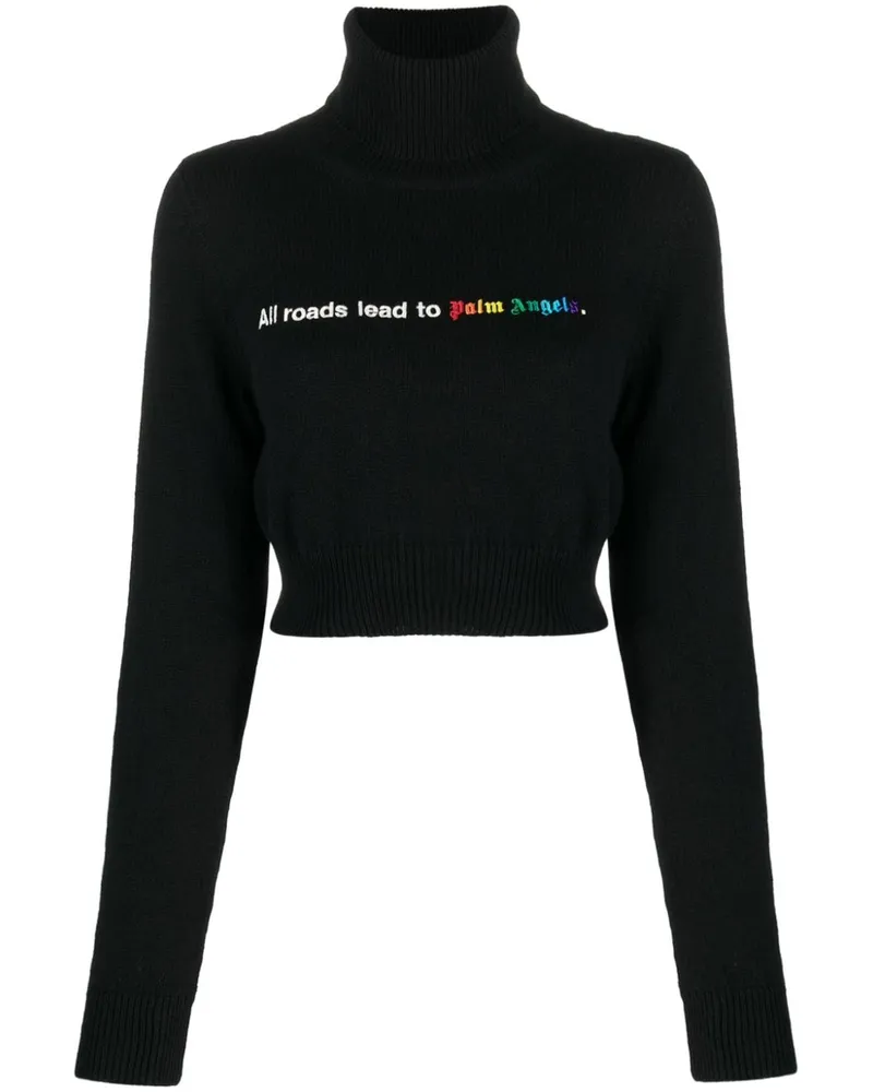 Palm Angels All Roads Cropped-Pullover - Schwarz Schwarz
