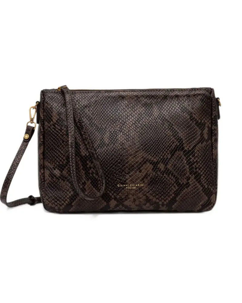 Gianni Chiarini Nora snake-effect clutch bag - Braun Braun